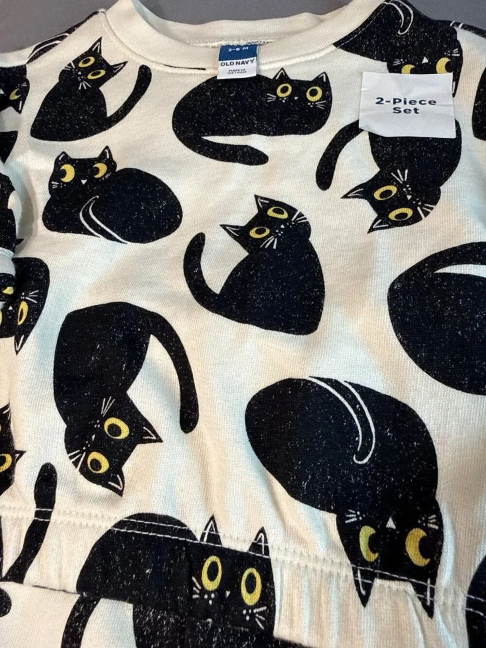 Old Navy 3m 6m NWT black cat 2pc set shirt shirt sweatsuit joggers Halloween